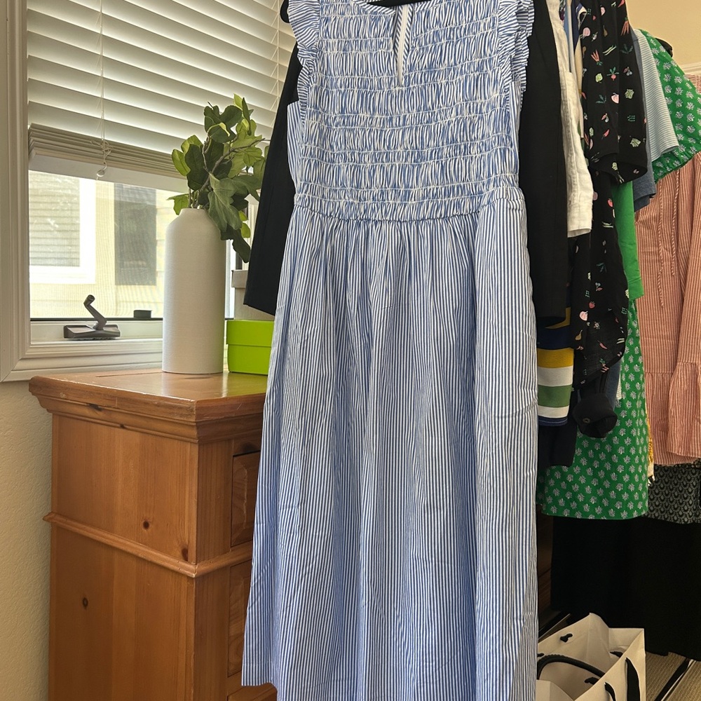 J Crew Factory Blue Striped Dress